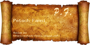 Petsch Fanni névjegykártya